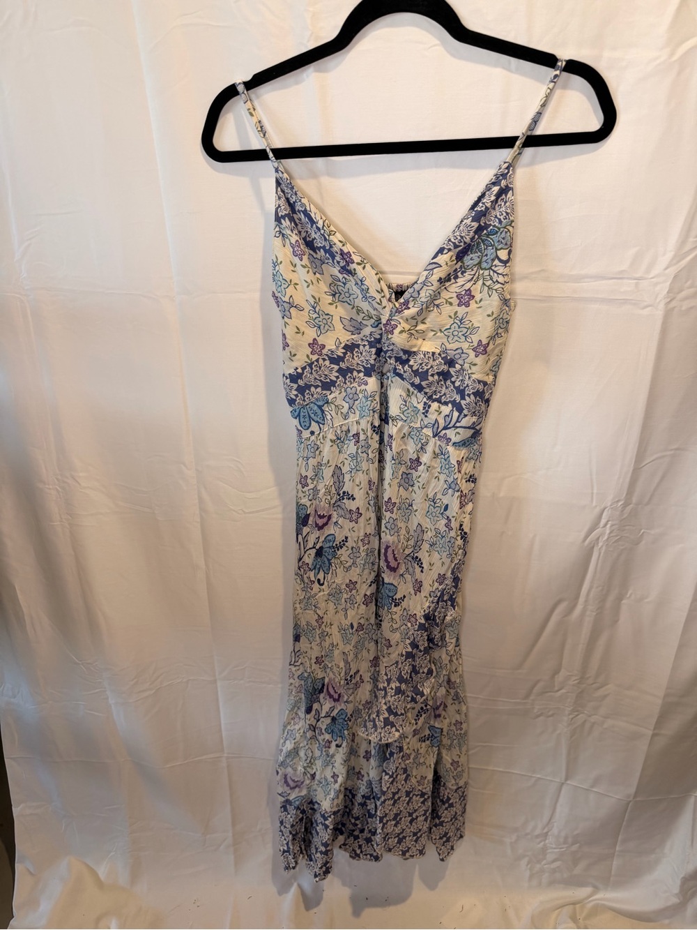 Angie Blue & Cream Floral Maxi Slip Dress